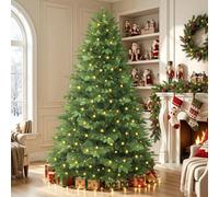 SHareconn 7.5ft Premium Artificial Christmas Tree, Perfect Decor for Xmas | 400 Pre-Lit Warm White & Multi-Color Lights, 1569 PE & PVC Branch Tips and 1 Detachable Stand Wooden Stand(NO Remote Control）