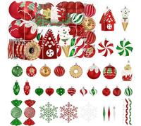 SHareconn 86pcs Christmas Tree Balls Ornaments, Shatterproof Plastic Decorative Baubles for Xmas Tree Decorations, Holiday Wedding Party Decoration, Festive Ornaments, Red & Green, White
