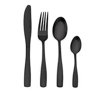 Sharecook Matte Black Stainless Steel Cutlery Set, 32 Piece Silverware Set with Knife and Fork Set, Service for 8, Dishwasher Safe