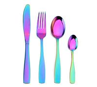 Sharecook Rainbow Cutlery Set, 32 Piece Stainless Steel Silverware Set with Knife and Fork Set, Mirror Finish Flatware Set Service for 8, Dishwasher Safe