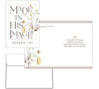 Shared Blessings Baptism Card, Made In His Image Floral Design, Religious KJV Scripture with Envelope, Bible Verse Christian Baby Keepsake