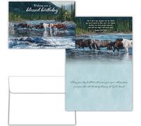 Shared Blessings Religious Birthday Card, Autumn Crossing with KJV Scripture 5x7 Inch Christian Card for Dad, Husband or Pastor