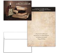 Shared Blessings Religious Birthday Card for Men, Vintage Books & Clock Design, KJV Scripture with Envelope