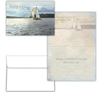 Shared Blessings Religious Birthday Greeting Card with KJV Scripture for Men, Inspirational Sailboat Artwork Featuring Faith Based Message