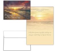 Shared Blessings Religious Sympathy Card, Harmony Ocean Sunset Design, KJV Scripture with Envelope, Condolence Prayer Keepsake