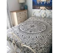 Shared Earth Ethnic Design Bedspread Throw 210 x 230 cm Mandala Circle Black White