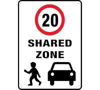 Shared Zone Speed Limit 20 Kph Sign 12”X8” Metal Signs Aluminum Sign Pre-Drilled Holes For Easy Mounting Indoor Or Outdoor Use For Fence Door Or Gate