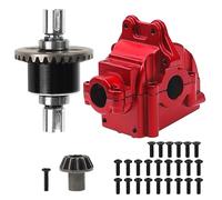 ShareGoo Metal Differential Gearbox Housing Cover & Differential Gear Set Compatible with WLtoys 144010 144001 144002 124016 124017 124018 124019 RC Car (Red)