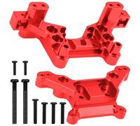 ShareGoo Metal Front & Rear Shock Tower Shock Mounts Upgrade Parts Compatible with Hyper Go H16BM H16DR H16 MJX 16207 16208 16209 16210 1/16 RC Car (Red)