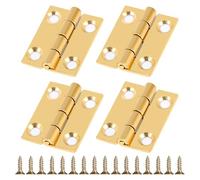 Sharelove 4pcs Copper Small Hinges Door Hinges, Practical Brass Hinge with Fixing Screws, Wear Resistance Gate Hinge for Wooden Gates Windows Wardrobes Drawers 1 Inch(25x20x1.2mm)