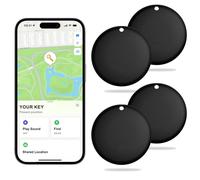 Sharelove Air-Tags-4 Pack, Item Finder Works with Find My App (IOS Only), Practical Air Tracker Tag for Luggage, Keys, Suitcases, Pets, Replaceable Battery IP67 Waterproof(Black) (Black)