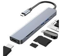 Sharelove USB C HUB Multiport Adapter 4K HDM1 Adapter,7 in 1 USB C to USB Adaptor with Usb A 3.0/2.0/Type-C 2.0/PD 100W Charging and SD/TF Card Slot for Macbook Air Macbook Pro Laptops and More