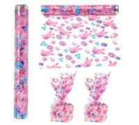 shareluck 100ft Easter Cellophane Wrap Roll - Easter Cello Wrapping Paper for Gift Baskets, Treats-Easter Design & Eggs Cellophane. (100ft Long x 16'' Wide x 2.5Mil), Easter Pattern-2