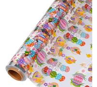 shareluck 31.5” x 100ft Easter Cellophane Wrap - Easter Cello Wrapping paper to Wrap Gift Basket, Treat-Easter Design & Eggs Cellophane. (31.5” fold into 16”)
