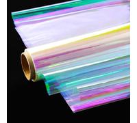 shareluck 32" Iridescent Cellophane Wrap for Gift Baskets- Rainbow Wrapping Paper - Rainbow Film Roll for bags, Flower Bouquet, DIY, (32” x 50Ft)