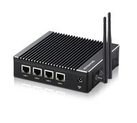 Sharevdi Micro firewall device Intel J3710 quad-core fanless mini PC with 4 ports, Intel 2.5 GbE i226 Gigabit network card AES-NI, USB 3.0/HDMI/VGA, 8 GB DDR3, 128 GB SSD (8GB 128GB) (Black)