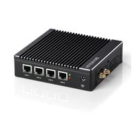 Sharevdi Micro Firewall Fanless In-tel N3700 Quad Core Mini PC 4 Port In-tel 2.5GbE i225 Gigabit NIC Mini Desktop Computer, AES-NI, USB3.0/HDMI/VGA/Wi-Fi