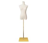 SHAREWIN Female Mannequin Torso Women Dress Forms for Sewing Manicanequin Body High Stability Gold Metal Stand for Clothing Dress Jewelry Display Adjustable Height 50”-70” Thin Body