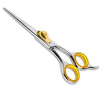 SHARF Professional 5.75” Straight Barber Scissors: Sharp 440c Japanese Stainless Steel Hair Cutting Shears for Men & Women| Gold Touch Series Trimming Scissors w/Easy Grip Handles
