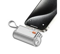 SHARGE Flow Mini Portable Charger, 5000mAh Mini Power Bank with Dual Plugs and Built in Cable, USB-C Lightning External Battery for iPhone 16 15 14 Series, Galaxy S23, Note20, LG