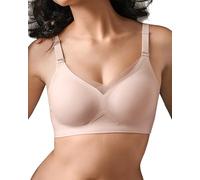 SHARICCA Bras for Women Seamless Push Up Bra Non Wired Full Coverage Lace Wireless Bralettes T Shirt Soft Comfort Support Bras,Rose Pink Lace Trim,XL