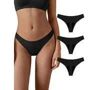 SHARICCA Period Pants for Women Sexy Period Knickers 20ML Absorbent Cotton Leak Proof Thong Menstrual Underwear Comfortable Seamless Tanga(Black-3P01-XXL-V)