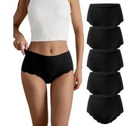SHARICCA Seamless Knickers for Women Breathable No Show High Waisted Underwear Comfortable Wave Edge Full Coverage Briefs Basic Ladies Panties Multipack(Multicolor-5P04-XS)
