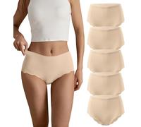 SHARICCA Seamless Knickers for Women Breathable No Show High Waisted Underwear Comfortable Wave Edge Full Coverage Briefs Basic Ladies Panties Multipack(Multicolor-5P05-5XL)