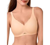 SHARICCA Wireless Jelly Bras for Women - Seamless Padded Bra No Underwire, Comfortable T-Shirt Bralette with Support(A-C Cup), Nude, L