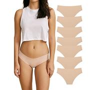 SHARICCA Women Seamless Cheeky Bikini No Show Panties Ladies Invisible Breathable Briefs Soft Stretch Underwear Multi Pack, (7 Pack) Beige, XL