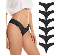 SHARICCA Women's Seamless Thong Breathable Panties Invisible No Show Knickers Soft Stretch Underwear Bikini Hipster
