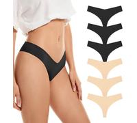 SHARICCA Women's Seamless Thong Breathable Panties Invisible No Show Knickers Soft Stretch Underwear Bikini Hipster