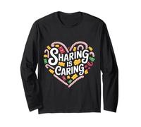 Sharing Is Caring Candy Heart Design Long Sleeve T-Shirt