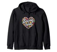 Sharing Is Caring Candy Heart Design Zip Hoodie