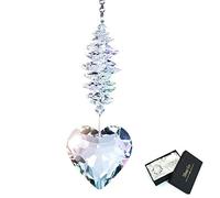Shario 45mm Clear Glass Heart Crystal Ball Prism Pendant, Suncatcher for Windows, Outdoor Garden Hanging Décor, Gifts for Women, Mom and Children (Clear)