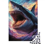 Shark 1000 Pc Eco-Friendly Paper Fire Shark Jaws Puzzle Adult Hobbyists Portable Mind Decompression Fun 38x26cm/1000pcs
