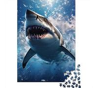 Shark 1000 Piece Eco-Friendly Great White Splash Puzzle Adult Hobbyists Portable Mind Decompression Fun Entertainment 52x38cm/1000pcs