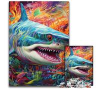 Shark 1000-Piece Jigsaw Puzzle Wooden Jigsaw Puzzles for Adults for Teenagers & Teens, Ideal Birthday 50x75CM/19.68x29.52inch