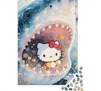 Shark 1000 Piece Thickened Paper Hello Kitty Shark Puzzle Adults Relaxation Hobby Engaging Brain Teaser Easy to Store 38x26cm/1000pcs