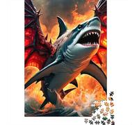 Shark 1000 Pieces Eco-Friendly Winged Fire Shark Puzzle Adult Hobbyists Portable Mind Decompression Hours Entertainment 70x50cm/1000pcs