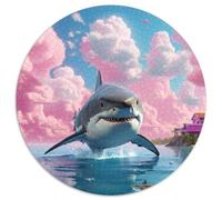 Shark 1000 Pieces Jigsaws Animal Cute Round Jigsaw Challenge Games Puzzles Educational Art for Adults & Kids 1000pcs (67.5x67.5cm)