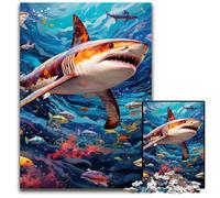 Shark 1000Pc Adults Jigsaw Puzzle Wooden Jigsaw Brain-Challenging DIY Decorative Game, Family Interactive Toy 50x75CM/19.68x29.52inch