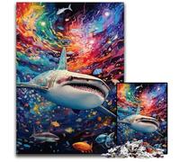Shark 1000Pc Adults Jigsaw Puzzle Wooden Jigsaw Perfect Home Or Office Decor, Ideal 50x75CM/19.68x29.52inch
