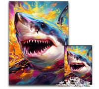 Shark 1000Pc Adults Jigsaw Puzzle Wooden Jigsaw Puzzles for Adults Educational Brain Teaser, Artistic Home & Office Decor, 14+ Age 50x75CM/19.68x29.52inch