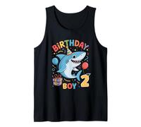 Shark 2nd Birthday Boy Ocean Theme Two Year Old Kids Boys Tank Top