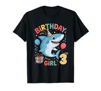 Shark 3rd Birthday Girl Ocean Theme Three Year Old Kids T-Shirt