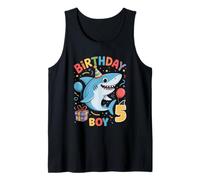 Shark 5th Birthday Boy Ocean Theme Five Year Old Kids Boys Tank Top