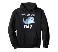 Shark 7th Birthday Watch Out I'm 7 Ocean Kid Party Theme Pullover Hoodie