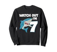 Shark 7th Birthday Watch Out I'm 7 Ocean Kid Party Theme Sweatshirt