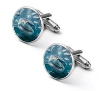 Shark And Fish Fashion Men's Cufflinks Alloy Shirt Suit Cuff Links for Formal Events Business Occasions 2.0cm